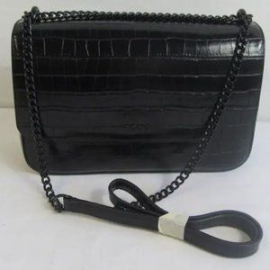 DKNY Sina MD Flap Shoulder Crossbody Handbag Black Purse NEW